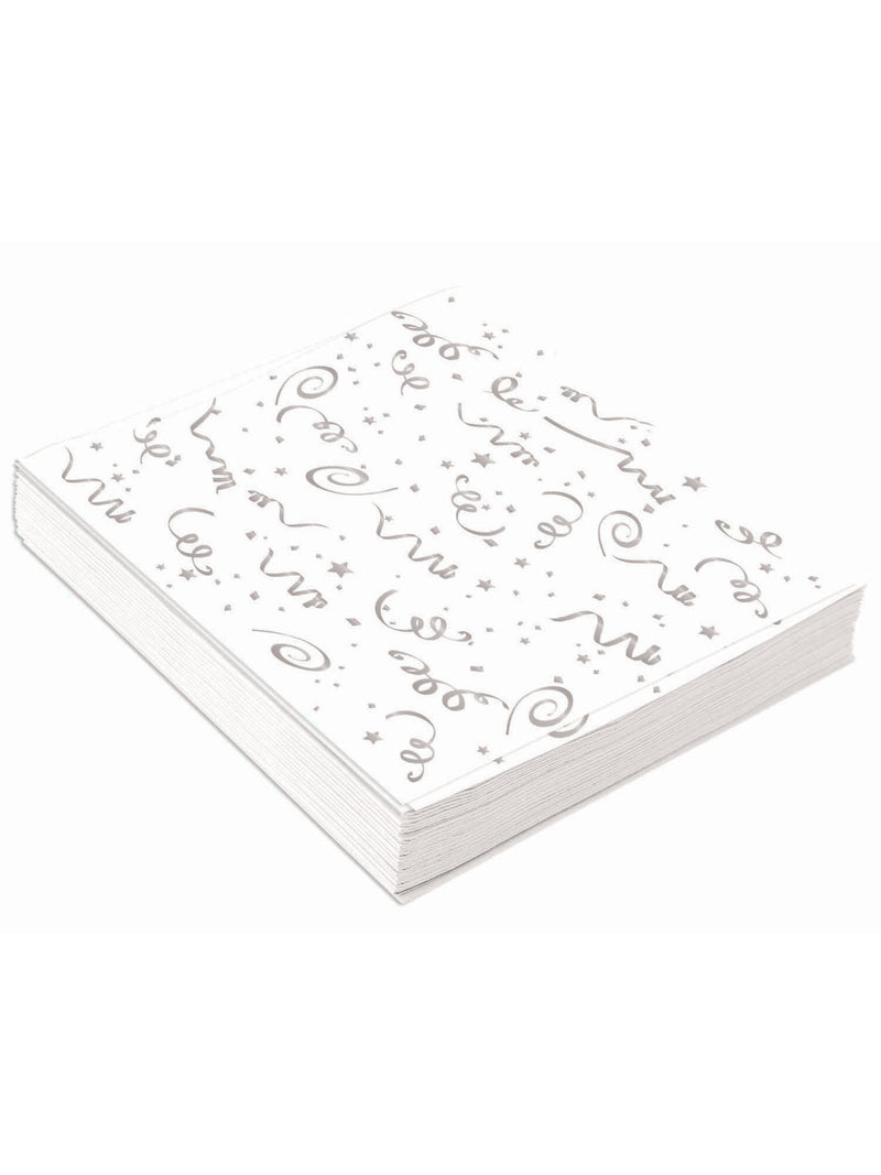 Silver Confetti Napkins Lge. ( 16 Pack)
