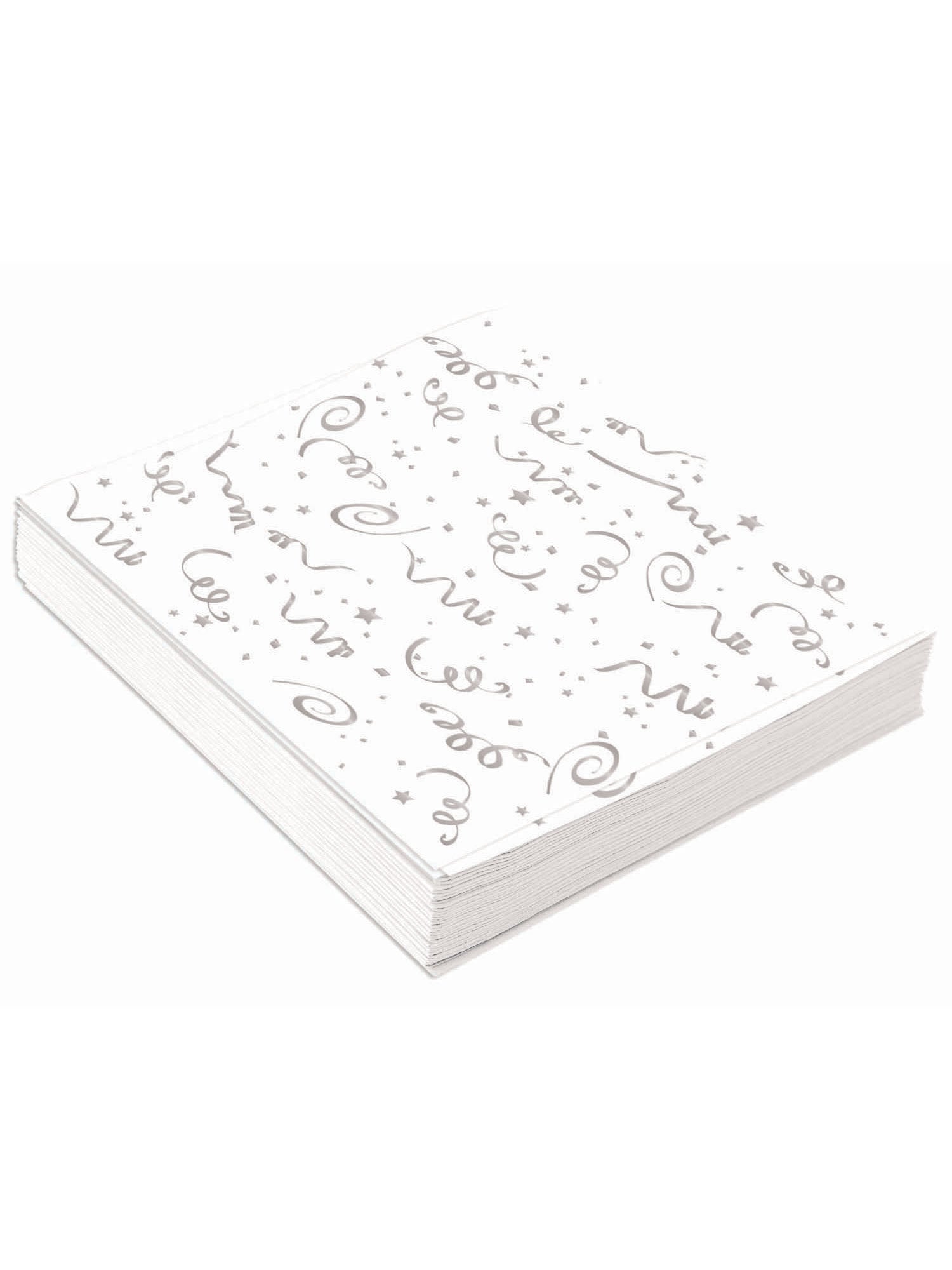 Silver Confetti Napkins Lge. ( 16 Pack)