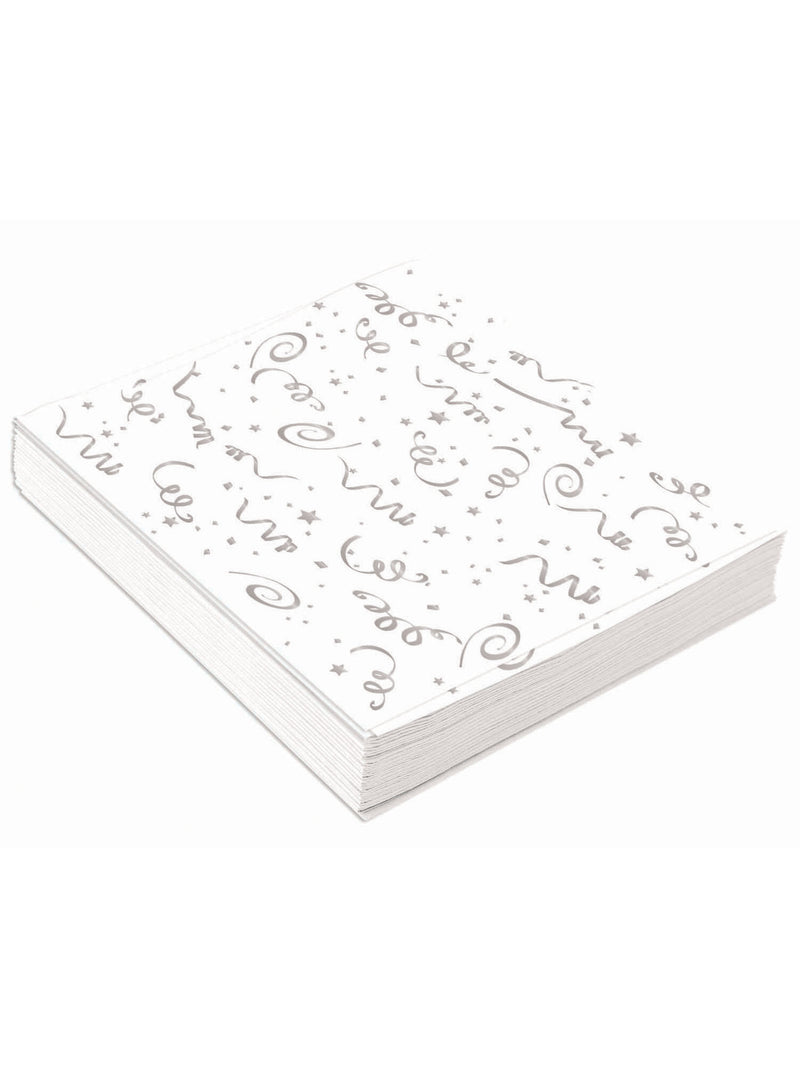 Silver Confetti Napkins Lge. ( 16 Pack)