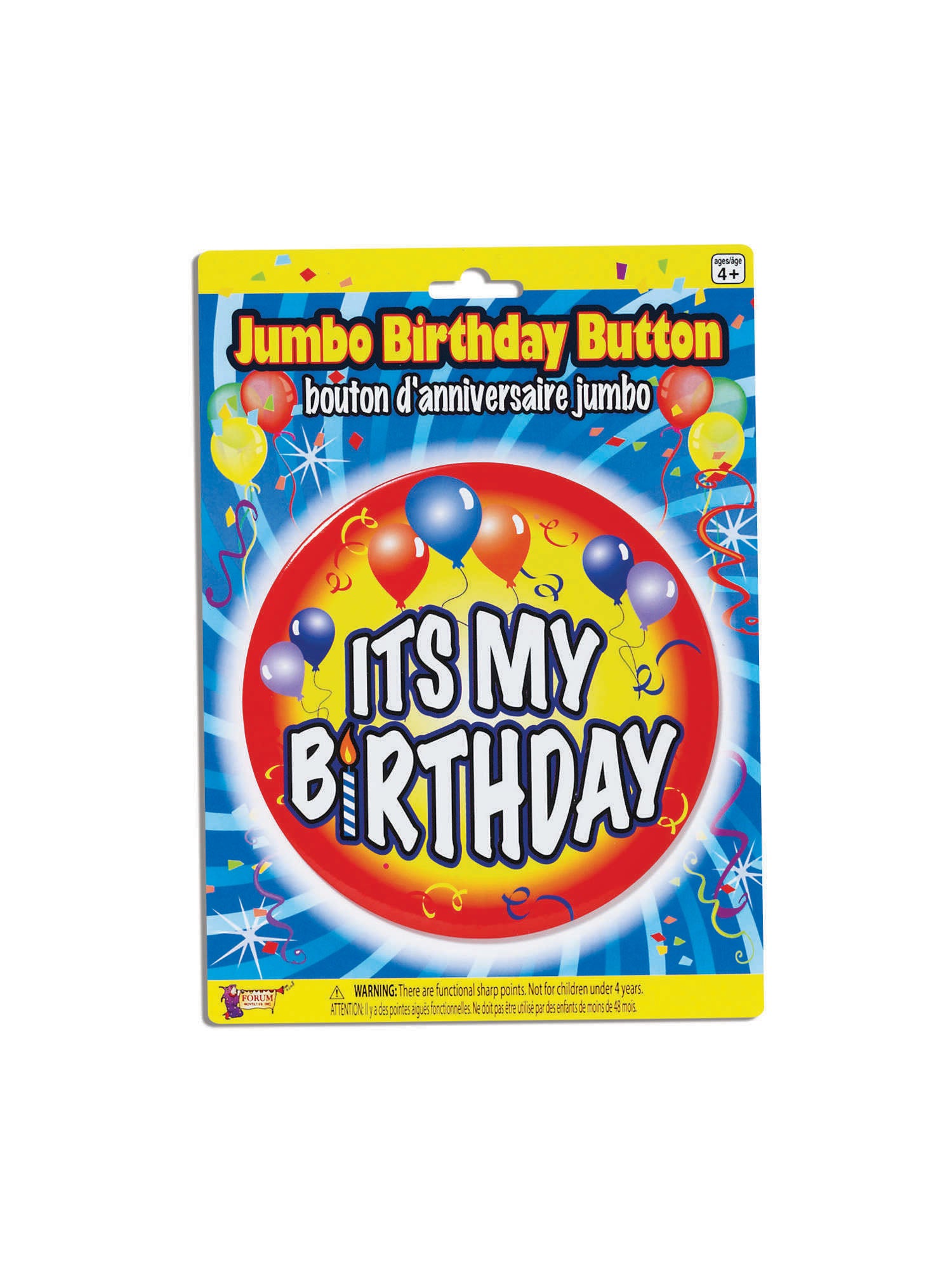 Birthday Jumbo Button Pin My Bday Red