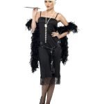 Elegant 1920s Black Flapper Ensemble with Sash Belt