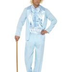 Retro 90s Comedic Blue Tuxedo Costume - Complete with Hat and Mock Shirt