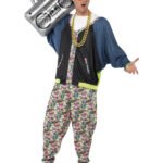 Classic 80s Hip Hop Legend Costume - Patterned Jacket, Trousers & Hat Ensemble
